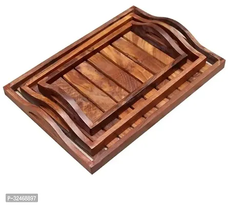 Stylish Wooden Tray for Home, Pack of 3-thumb0