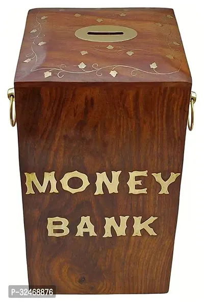 Wood with Brass Work Pigi Bank for Kid-thumb0