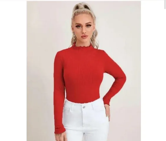 Trendy Casual wear Ribbed Full Sleeve Top