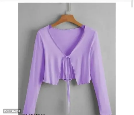 Fancy Purple Cotton Blend Solid Top For Women-thumb0
