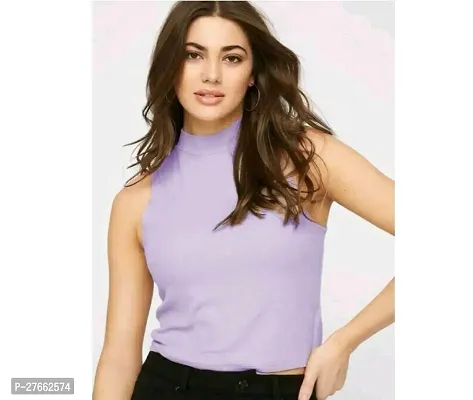 Fancy Purple Lycra Solid Top For Women