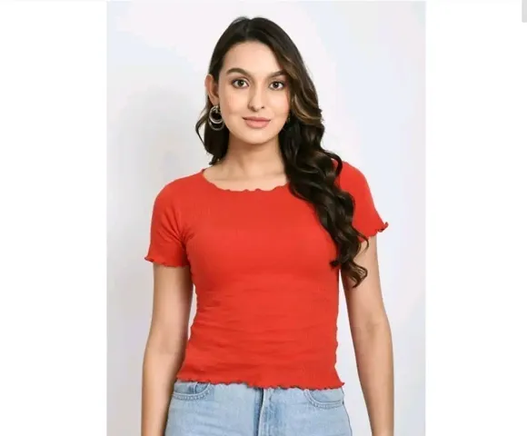 Fancy Blend Solid Top For Women