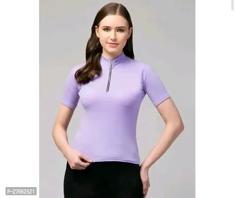 Fancy Purple Lycra Solid Top For Women