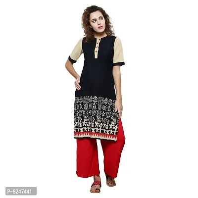 JAIPUR ATTIRE Women's Cotton Straight Kurti (JA1304-XL, X-Large, Black)