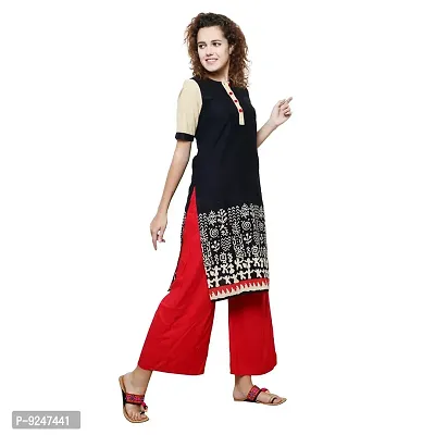 JAIPUR ATTIRE Women's Cotton Straight Kurti (JA1304-XL, X-Large, Black)-thumb3