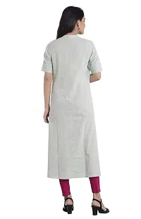 JAIPUR ATTIRE Women's Cotton Slub Embroidered Pattern Collar Neck Calf Length Kurta(JSF54)-thumb1