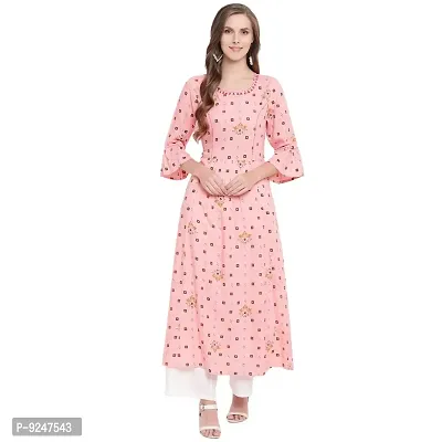 JAIPUR ATTIRE Women's Rayon Flared Kurti-thumb0