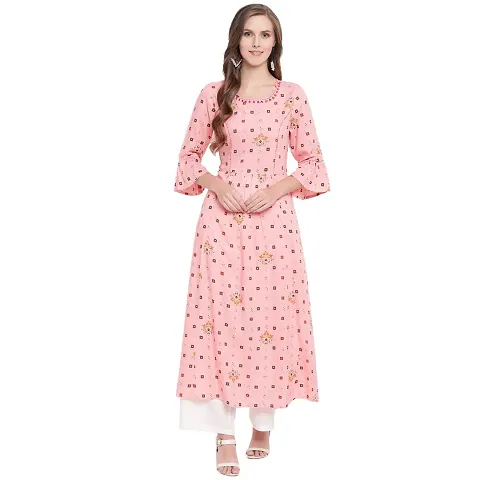 Stylish Rayon Printed Anarkali Kurti