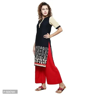 JAIPUR ATTIRE Women's Cotton Straight Kurti (JA1304-XL, X-Large, Black)-thumb2