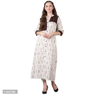 JAIPUR ATTIRE Cream Printed Cotton Kurti-thumb0