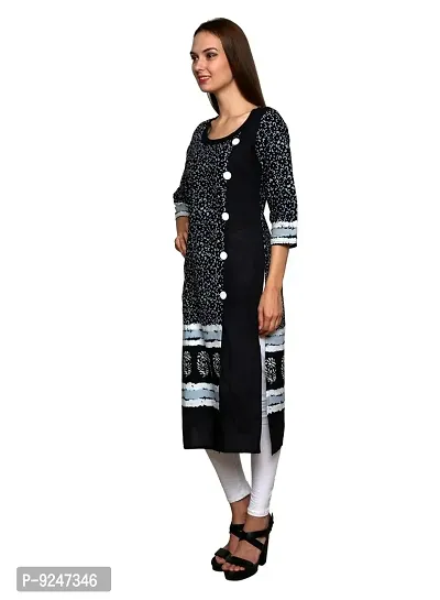 JAIPUR ATTIRE BLACK CASUAL COTTON JAIPUR PRINTED KURTI WITH LONG FULL SLEEVE FOR WOMEN AND GIRLS FOR ETHNIC TRADITIONAL WEAR.-thumb4