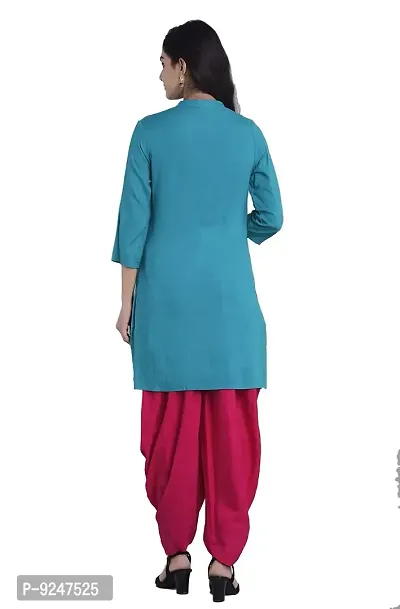 JAIPUR ATTIRE Women's Rayon Embroidered Pattern Banded Collar Mid -thigh Salwar Kurta(JAS1027-XL, Green, XL)-thumb2