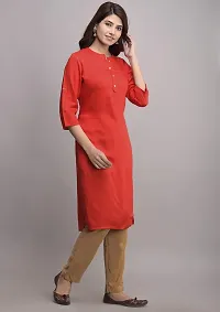 JAIPUR ATTIRE Women's/Girl's Rayon Solid Pattern Regular Fit Straight Kurta (JA1449_RE-M_Red)-thumb2