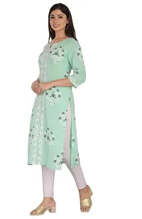 JAIPUR ATTIRE Women's Cotton Floral Pattern V-Neck Knee Length Kurta-thumb1