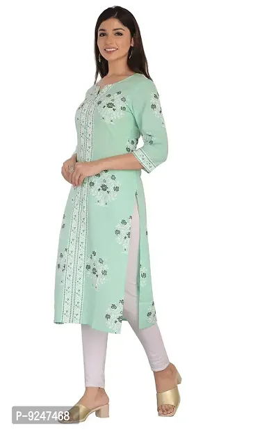 JAIPUR ATTIRE Women's Cotton Floral Pattern V-Neck Knee Length Kurta-thumb2