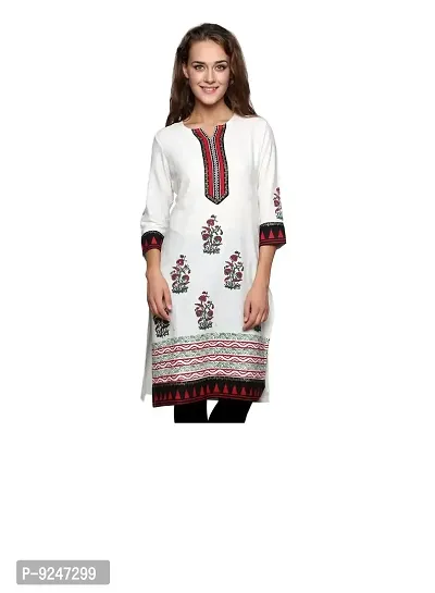 JAIPUR ATTIRE Women's Cotton White Kurti