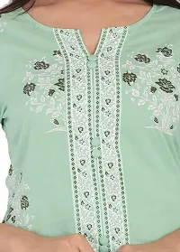 JAIPUR ATTIRE Women's Cotton Floral Pattern V-Neck Knee Length Kurta-thumb3