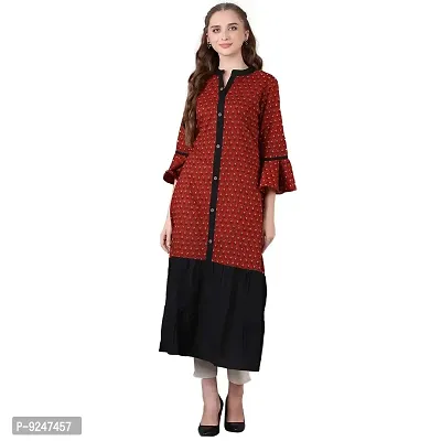 Jaipur Attire Maroon Cotton Floral Kurti