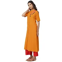 JAIPUR ATTIRE Women's Cotton Slub Embroidered Pattern Collar Neck Calf Length Kurta(JSF54)-thumb1