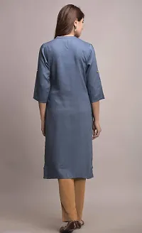 JAIPUR ATTIRE Women's Rayon Solid Pattern Straight Kurta Grey-thumb1