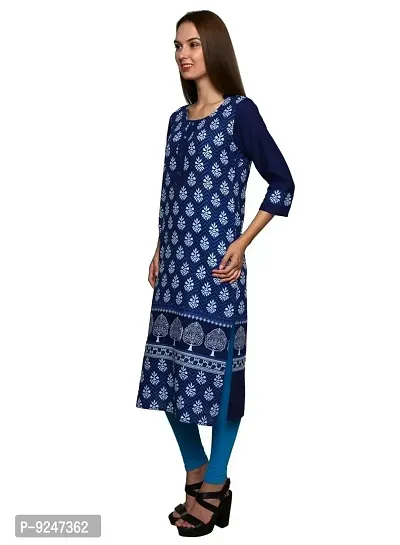 JAIPUR ATTIRE BLUE CASUAL COTTON JAIPUR PRINTED KURTI WITH LONG FULL SLEEVE FOR WOMEN AND GIRLS FOR ETHNIC TRADITIONAL WEAR.-thumb4