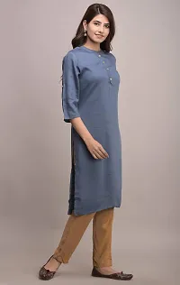 JAIPUR ATTIRE Women's Rayon Solid Pattern Straight Kurta Grey-thumb2