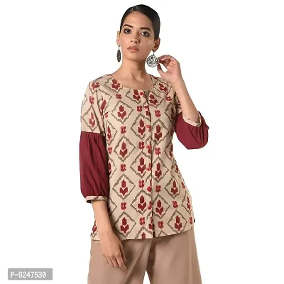 JAIPUR ATTIRE Women's Foil Print Regular Fit Top