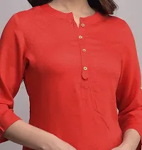 JAIPUR ATTIRE Women's/Girl's Rayon Solid Pattern Regular Fit Straight Kurta (JA1449_RE-M_Red)-thumb4