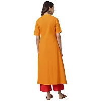 JAIPUR ATTIRE Women's Cotton Slub Embroidered Pattern Collar Neck Calf Length Kurta(JSF54)-thumb2