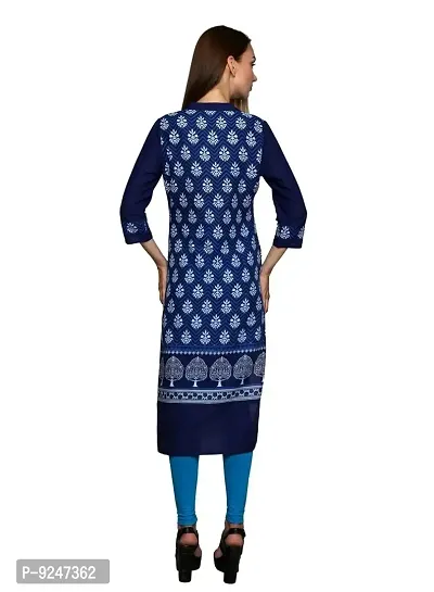 JAIPUR ATTIRE BLUE CASUAL COTTON JAIPUR PRINTED KURTI WITH LONG FULL SLEEVE FOR WOMEN AND GIRLS FOR ETHNIC TRADITIONAL WEAR.-thumb2