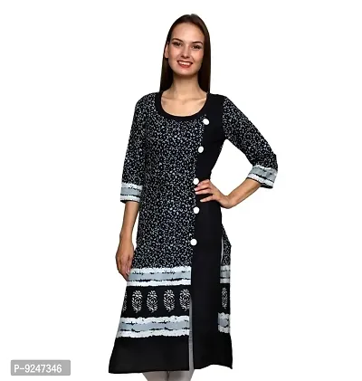JAIPUR ATTIRE BLACK CASUAL COTTON JAIPUR PRINTED KURTI WITH LONG FULL SLEEVE FOR WOMEN AND GIRLS FOR ETHNIC TRADITIONAL WEAR.