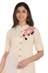 JAIPUR ATTIRE Women's Cotton Slub Embroidered Pattern Collar Neck Calf Length Kurta(JSF54)-thumb2