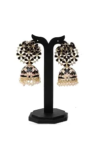 MARVELOUS ARTS - Traditional Pearl Meenakari Work Jhumkis,Jhumka Earrings for Women (Black)-thumb1