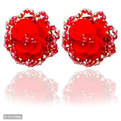 Latest Trendy Stylish Flower Tops Stone Earrings For Girls And Women-thumb0