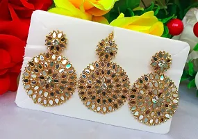 Latest Trendy Stylish Mirror Maagtika With Earrings Set-thumb2