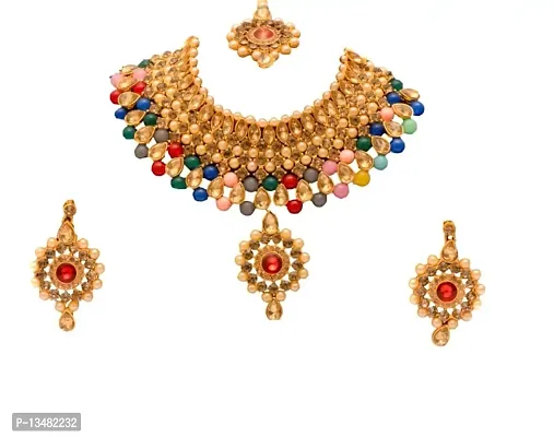 MARVELOUS ARTS - Gold Plated Pearl Choker Necklace, Jewellery Set Wedding Collection for Women & Girls (Multicolor)