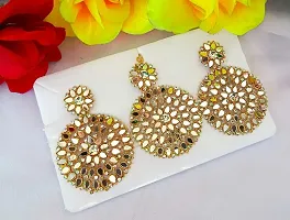 Latest Trendy Stylish Mirror Maagtika With Earrings Set-thumb1