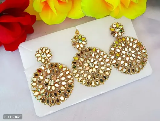 Latest Trendy Stylish Mirror Maagtika With Earrings Set-thumb2