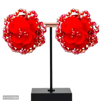 Latest Trendy Stylish Flower Tops Stone Earrings For Girls And Women-thumb2