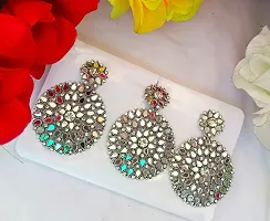 Latest Trendy Stylish Mirror Maagtika With Earrings Set-thumb1