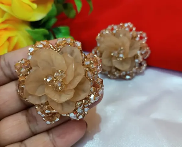 Latest Trendy Stylish Flower Tops Stone Earrings for Girls and Women