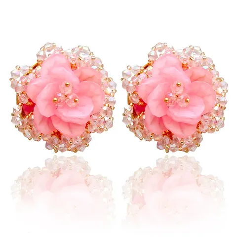 Latest Trendy Stylish Flower Tops Stone Earrings for Girls and Women