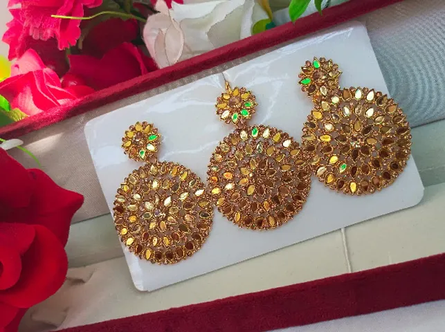 Latest Trendy Stylish Mirror Maagtika With Earrings Set