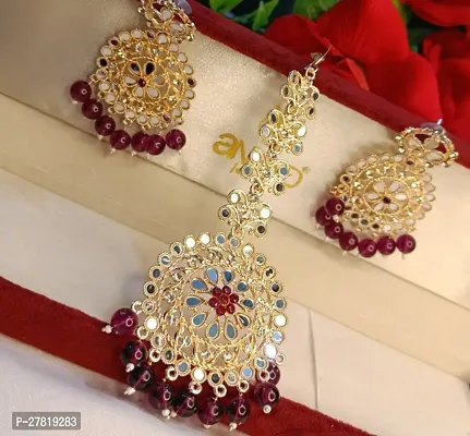 Fancy Brass Earring And Maangtikka For Women-thumb0