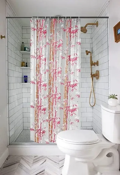 TRENDS TRACKER PVC Floral Waterproof 7 Feet Shower Curtain for Bathroom with 16 Hooks (Set of 2 Piece)