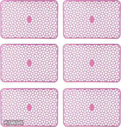 TRENDS TRACKER PVC Rectangular Waterproof Multi Purpose Refrigerator Fridge Mats (6 Pcs) (Pack of 6, Pink)-thumb4