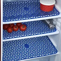 TRENDS TRACKER Combo Set of 1 Pc Fridge Top Cover with 6 Utility Pockets, 2 Pc Fridge Handle Cover and 4 Pc Fridge Mats (Blue top & jali) Set of 7.-thumb3