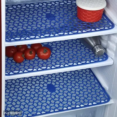 TRENDS TRACKER Combo Set of 1 Pc Fridge Top Cover with 6 Utility Pockets, 2 Pc Fridge Handle Cover and 4 Pc Fridge Mats (Blue top & jali) Set of 7.-thumb4