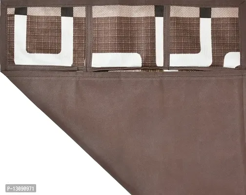 TRENDS TRACKER | Polyester 3-Layered | Fridge Top Cover | Refrigerator Cover | With 6 Utility Pockets (Brown)-thumb2