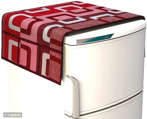 TRENDS TRACKER | Polyester 3-Layered | Fridge Top Cover | Refrigerator Cover | With 6 Utility Pockets (Red)